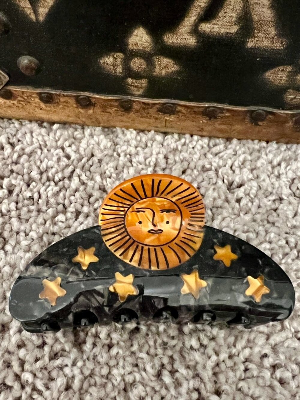 Sun Sky Stars Navy Blue Banana Claw Hair Clip, NEW